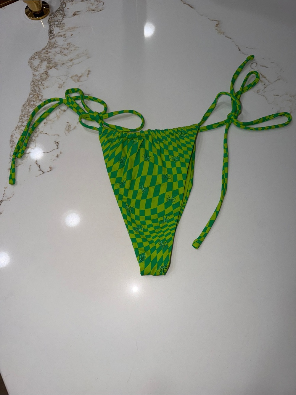 Frankie's Bikinis Tia Bikini Bottom in Green Creative Sativa | L